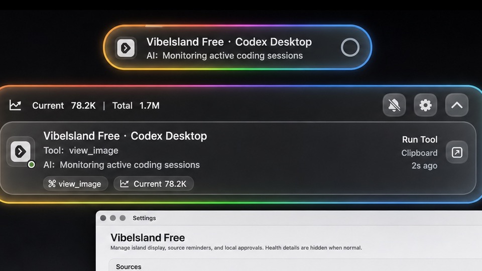 Vibelsland Free 展开状态浮岛截图